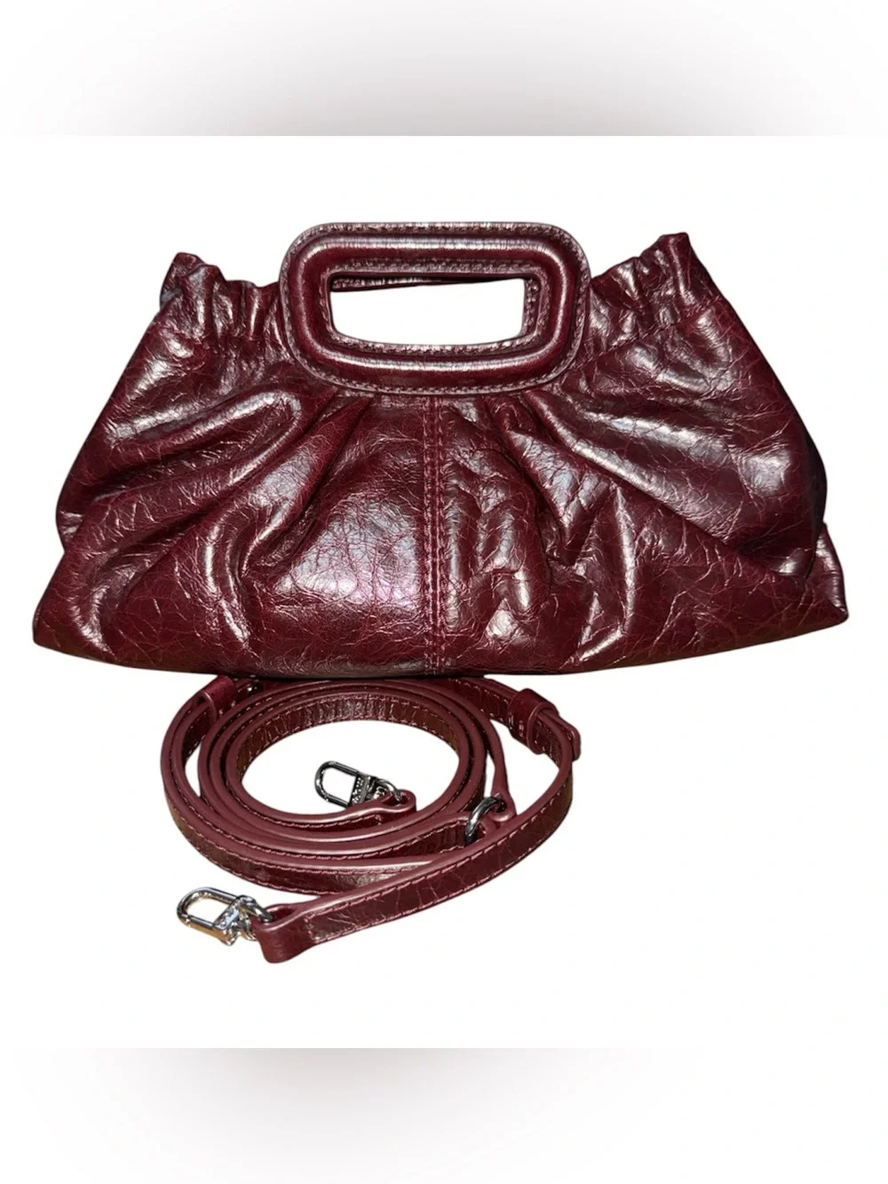 MAJE Mini Crackled Leather Clutch